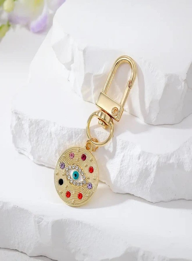 MyfavoriteK Gold Evil Eye Keychain for Women Protection Good Luck Charms Key Chain for Car Keys Holder Bag Purse (Three) - Image 4